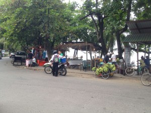 Kiosks and fruit stands abound